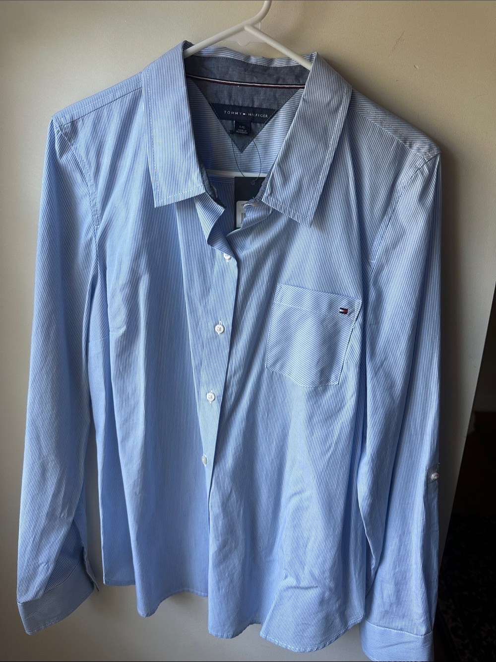 Tommy Hilfiger Light Blue Pinstripe Button-Up Shirt